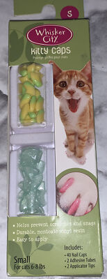 Whisker City Kitty Caps 40 Cat Nail Caps Yellow Green & Green Glitter Small