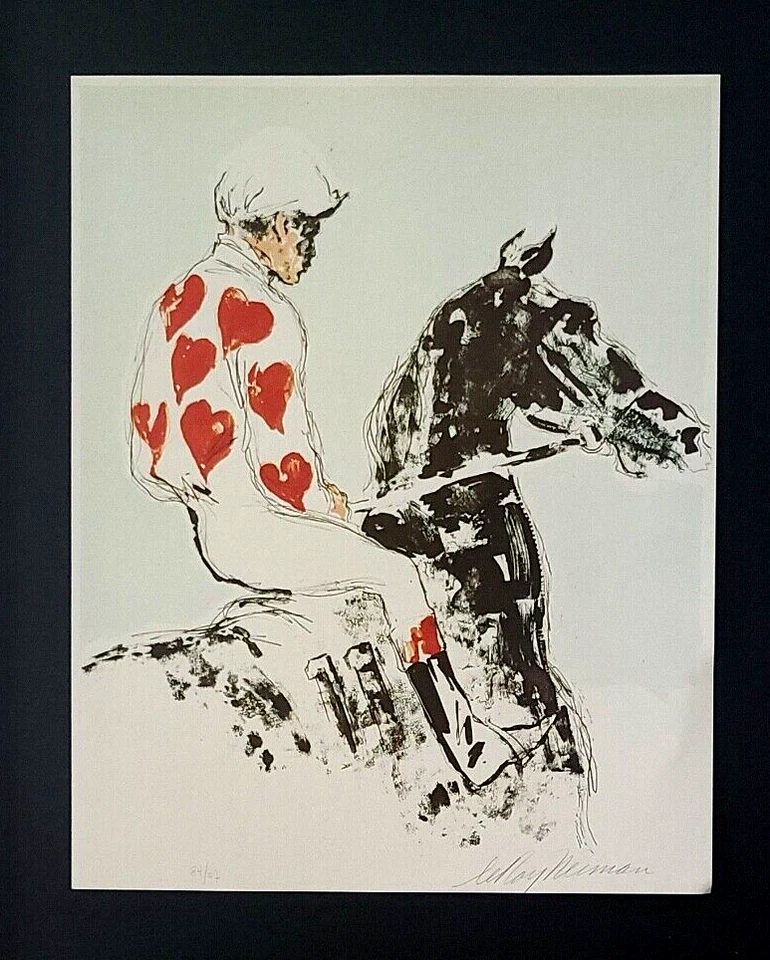 🔥 Arte Pop Firmado LeRoy Neiman "THE JOCKEY" Montado y Enmarcado en Nuevo 11x14 $ Foto 2 de 3
