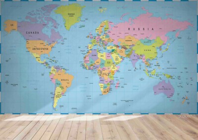 3D World Map Wallpaper Wall Mural Removable Self-adhesive Sticker9382