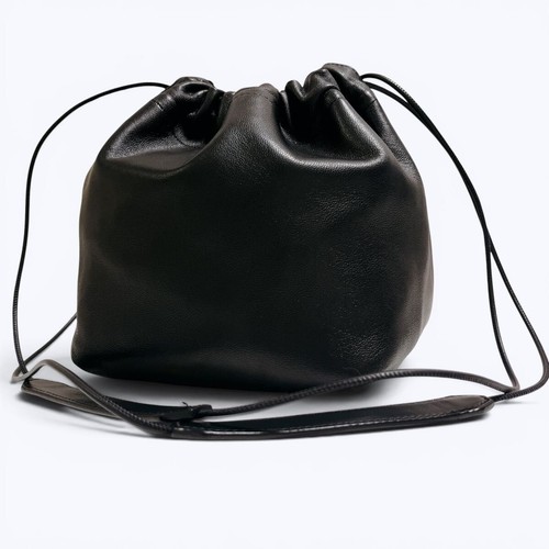 JIL SANDER Bucket bag Leather Black Reversible Authentic From Japan