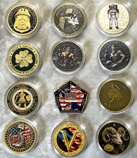12 PCS Challenge Coin Lot Bundle Deal - Different Styles in New Condition