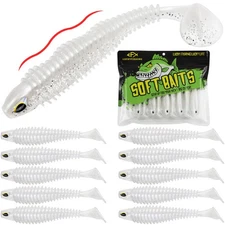 10PCS Paddle Tail Swimbaits – 3.5” Soft Lures for Freshwater Saltwater (White)