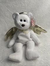 Ty Beanie Babies Halo II Angel Bear. Rare. Retired With Errors And Brown Nose