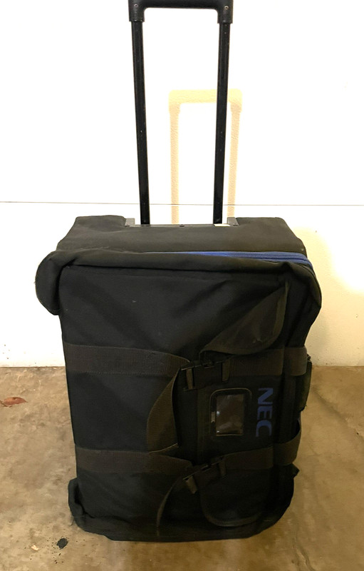 Epson Projector Soft Carrying Case, Black Canvas. Wheels and extendable handle.