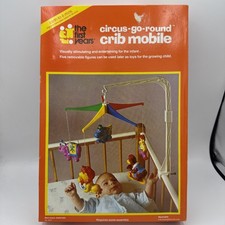 VTG The First Years Crib Mobile "Circus Go Round" Five 5 Plastic 1974 New IB