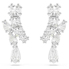 Swarovski Matrix Drop Earrings, Mixed Cuts, White, Rhodium Plated 5700418