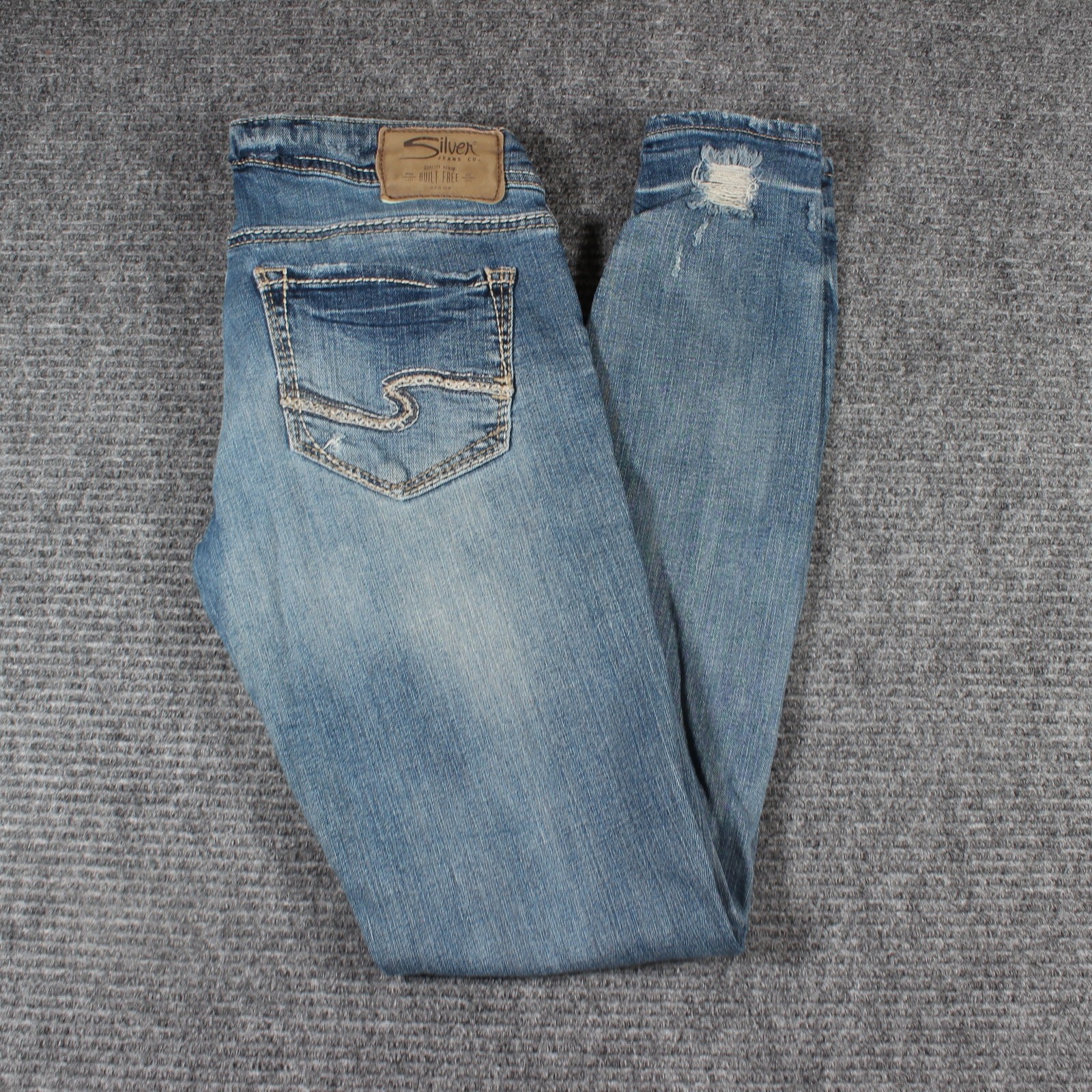 Silver Jeans Aiko Mid Super Skinny Jeans W27 L31 Light Wash Distressed Stretch
