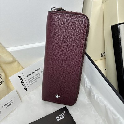 Montblanc Classic Bordeaux Red Leather 2-Pen Leather Pen Zip Case