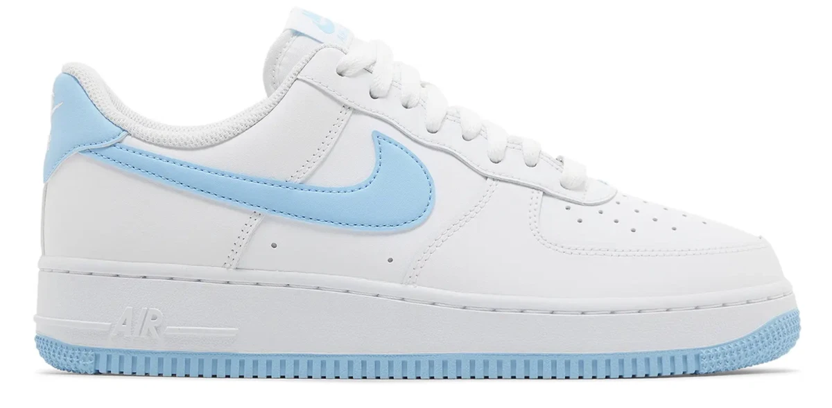 Nike Air Force 1 \'07 Men\'s‎ size 11 White Aquarius Blue Casual Shoes FQ4296 EUC Nike Air Force 1  main image 3