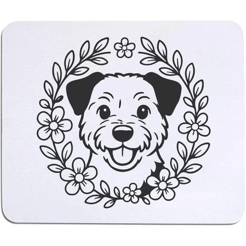 'Border Terrier Floral Wreath' Mouse Mat / Desk Pad (MO00041805)
