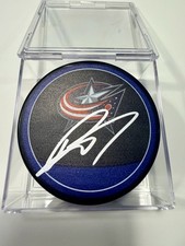 Denton Mateychuk Autograph Signed Columbus Blue Jackets Puck Case Reverse Retro