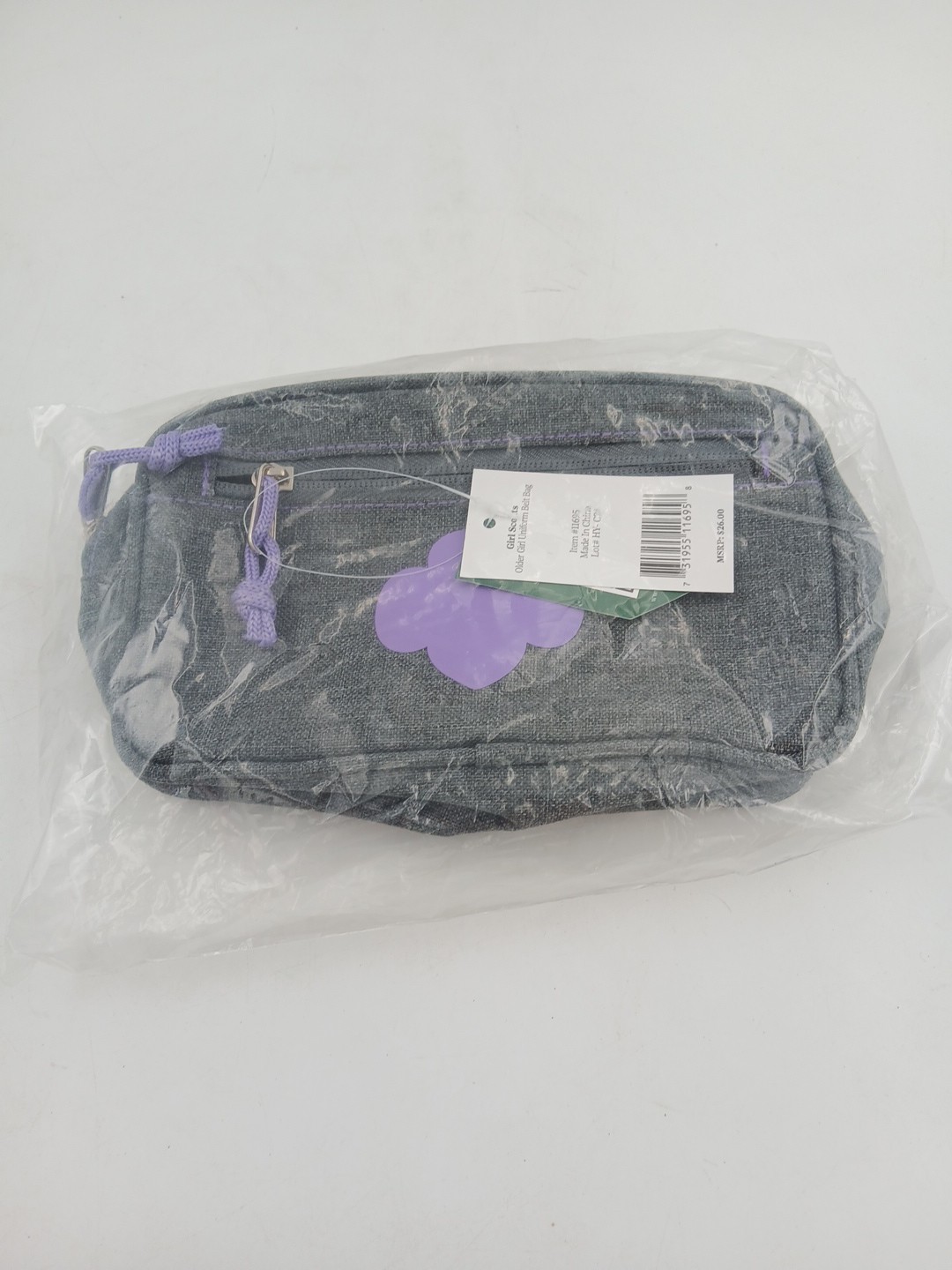 Bolso Cinturón Girl Scouts Ecológico Gris Púrpura 11695 7 1/2 W X 4 1/2 H X 2" D