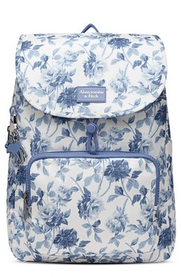 abercrombie kids Girls' Aspen Print Flap Rucksack Backpack Blue Floral