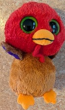 Ty Beanie Boos Thankful the Turkey Green Eyes   - 6"  Rare