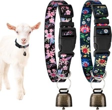 2 Pack Goat Collars W/ Bells Sheep Grazing Copper Bells Adjustable Nylon New
