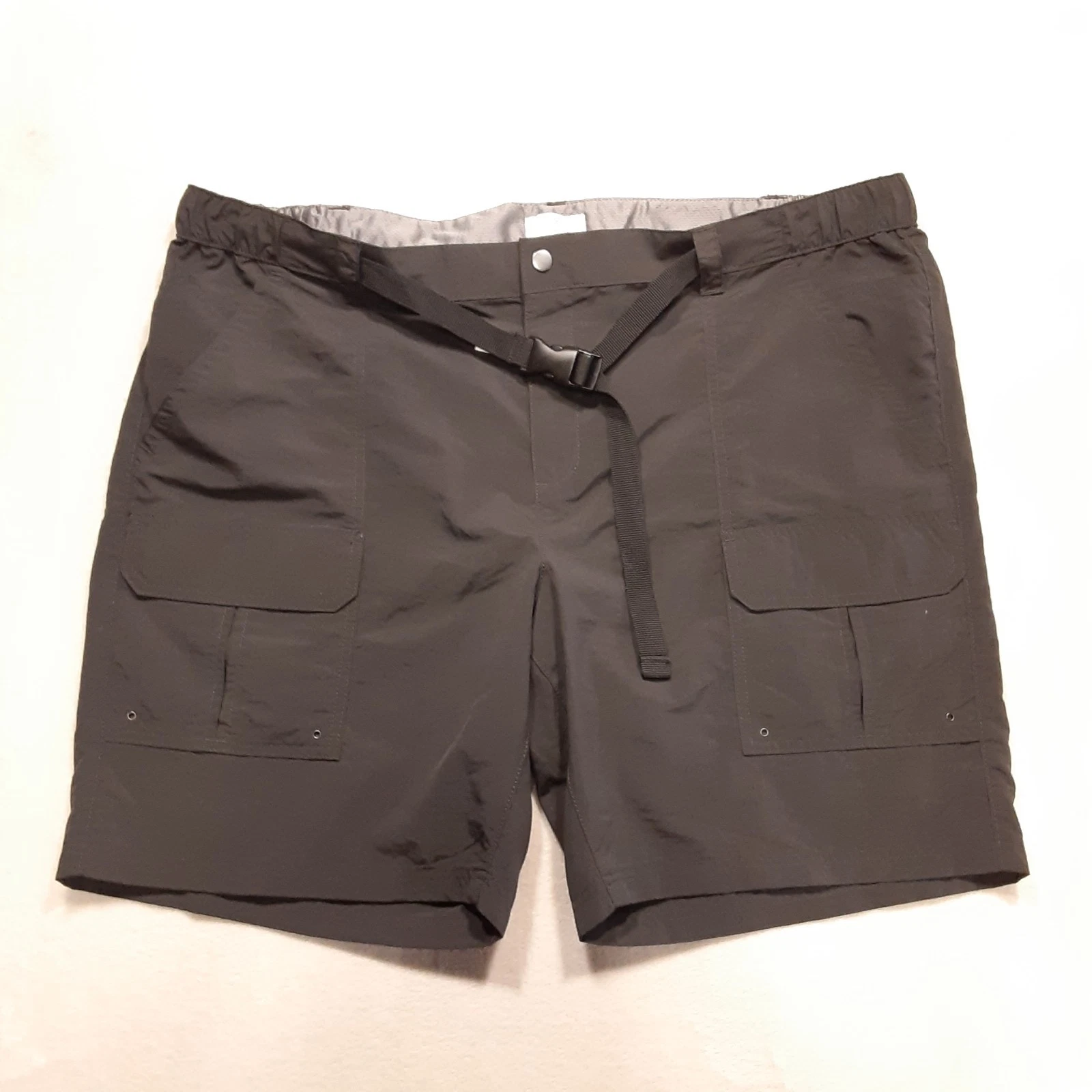 Croft Barrow Mens Belted Quick Dry Cargo Shorts Sz.50 Gray Nylon 9" Inseam