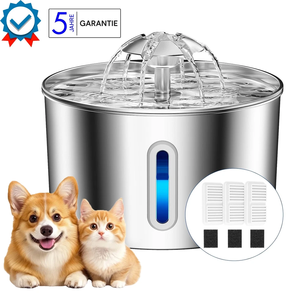 BALIMO MAX 2.2L Trinkbrunnen für Katze Katzen Hunde Wasserbrunnen Katzenbrunnen Ultraleise