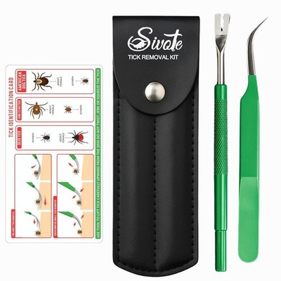 Premium Tick Remover Kit   Stainless Steel Tick Removal Tool & Tweezers with Lea