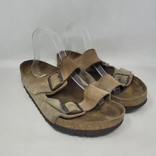 Birkenstock Arizona Sandals EU43 US10.5 Taupe Suede Slides Slip On Comfort WORN