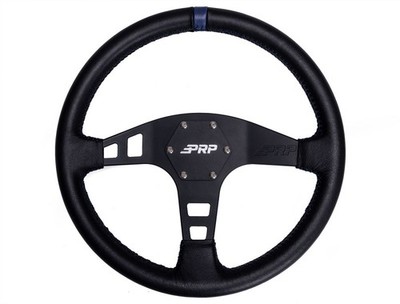 PRP Seats G211 Flat Leather Steering Wheel - Blue Accents (13'')