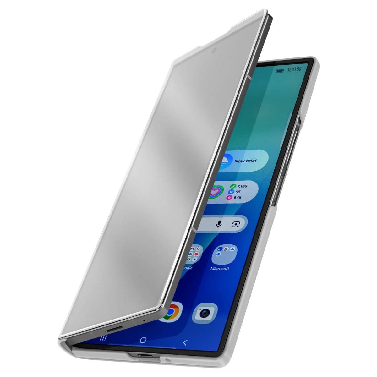 Coque Galaxy Z Fold 7 rigide transparente haut de gamme Avizar argent