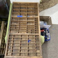 Vintage Wood Printers Drawer Letterpress Tray Shadowbox 16.5”X32”  D-28