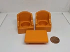 Vintage Fisher Price little people orange living room chairs & coffee table set
