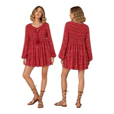 Y2K Free People "Marlow" Mini Babydoll Dress Size Small Batik Bohemian Festival