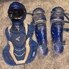 Easton Elite X Intermediate Catcher  s Set - Royal Blue Helmet, Legs And Chest