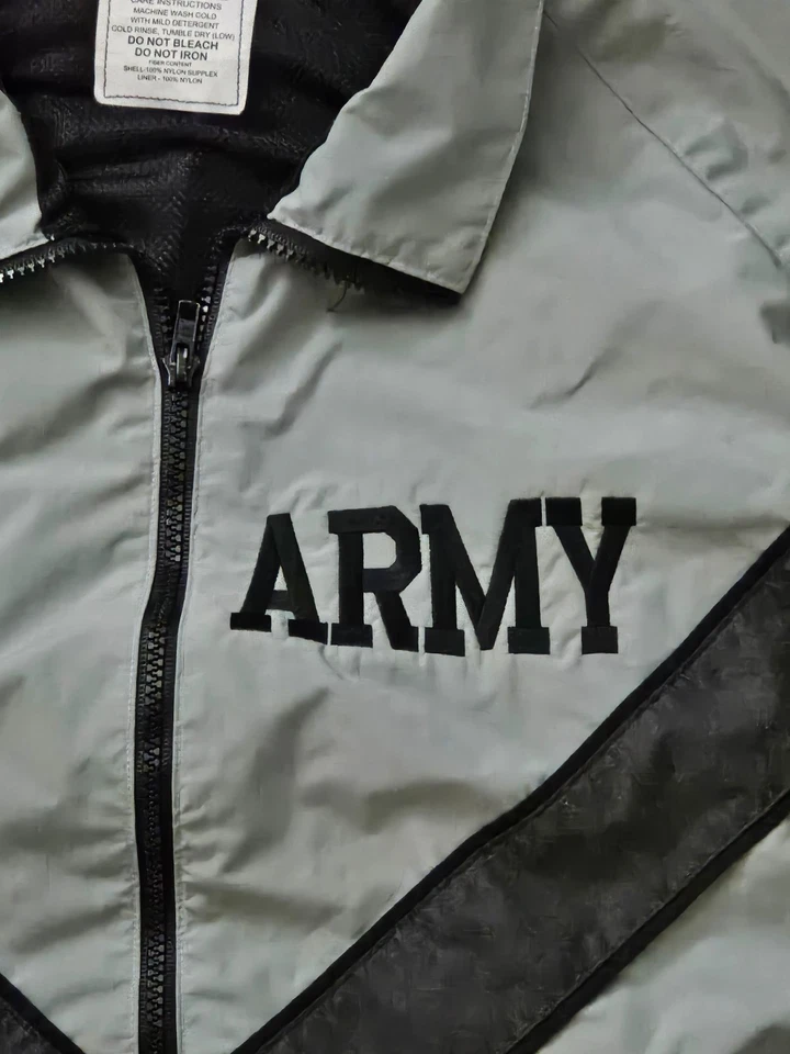 Army Jacket Men's M Long Full Zip Activewear Nylon Gray Reflective - Image 4 of 4