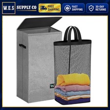 Laundry Hamper with Lid 100L Large Capacity Reinforced Fiberglass Rods