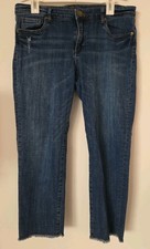 Kut From the Kloth Jeans Women  s Size 12 Crop Straight Raw Hem Distressed
