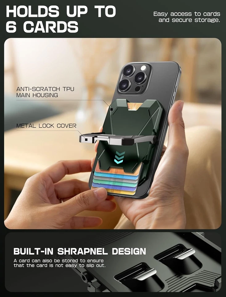 Cartera MagSafe para iPhone 16/15/14/13/12 con soporte portatarjetas telefónicas i-Blason Foto 2 de 4