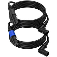2 Pack Right Angle XLR Male to Straight XLR Cable, 6.6FT, 90-Degree, 3-Pin