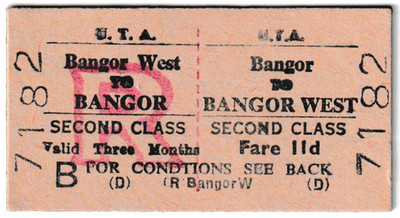 ULSTER TRANSPORT AUTHORITY ( UTA ) Bangor - Bangor West HIN- UND RÜCKFAHRT