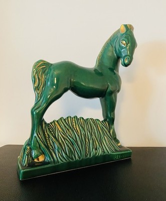 Art Deco Saint Clement Keramik Figur Pferd Fohlen Frankreich signiert Jean