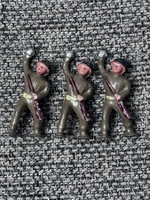 3 Barclay Lead Toy Soldiers Throwing Grenade w Rifle Pod Foot VTG FREE SHIP