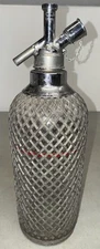 Vintage Sparklets London Makers Seltzer Bottle Czechoslovakia Glass Mesh 13”