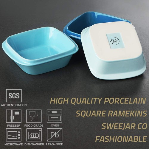 Porcelain 10oz Square Ramekins with Handle for Baking, Souffle Dishes, Sauce ... - 第 2/5 張圖片