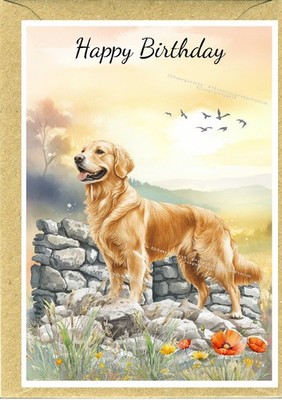 Golden Retriever Hund (4''x 6'') Geburtstagskarte - innen leer - von Starprint
