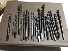 Vintage Lot of 23 Brace Drill Bits Various Sizes & Manufacturers Marked are USA