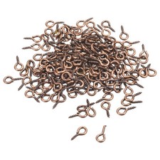 300Pcs Small Screw Eye Hooks Mini Eyelets Screws, 5x10x1.2mm, Copper Tone