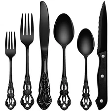 48 Piece Silverware Set - Flatware, Forks Spoons Knives, Stainless Steel, Dis...