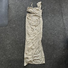 ASOS Design Dress Women's US 6 Grey Draped Off Shoulder Maxi Beaded Embellished