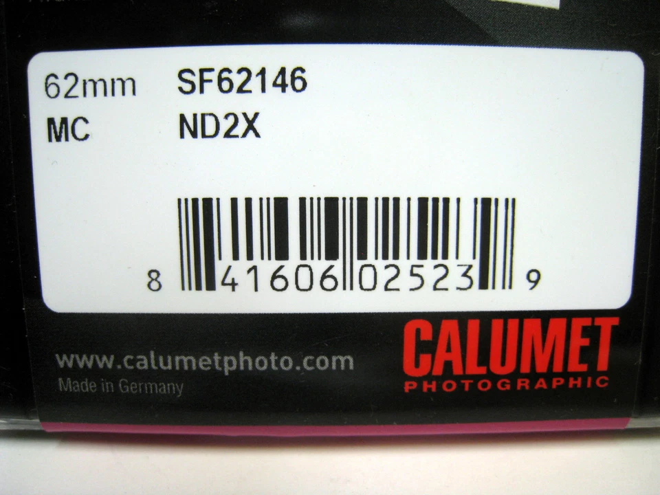 New Calumet 62mm ND2X Neutral Density Circular Glass Filter #SF62146 - Image 2 of 3