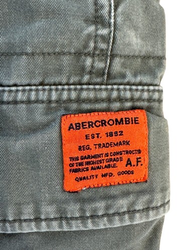 Vintage Y2K Abercrombie & Fitch Mens Cargo Shorts Olive Green W/ Orange Belt Cot - Picture 3 of 5