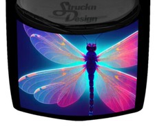 Colorful Glowing Dragonfly Wings Indigo Hood Truck Wrap Vinyl Car Graphic Decal