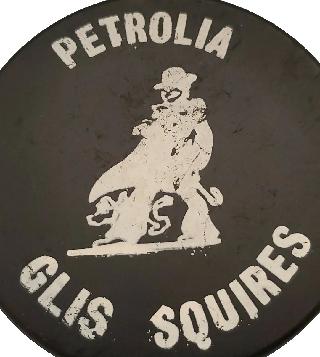 PETROLIA GLIS SQUIRES VINTAGE VICEROY MFG. OHA CHOK 1070 OFFICIAL GAME PUCK 🇨🇦