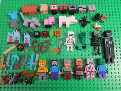 Lego MINECRAFT Minifigur KONVOLUT Set Lot TNT STEVE CREEPER ALEX VILLAGER VERWELKEN