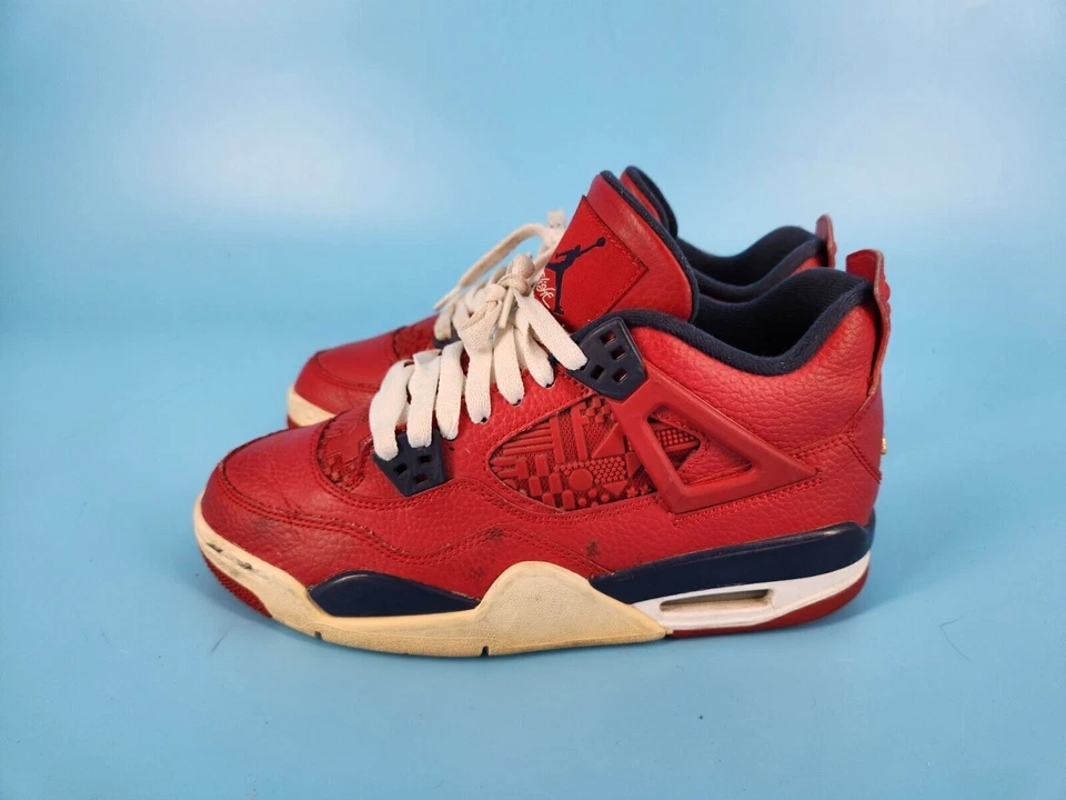 Кроссовки баскетбольные спортивные красные Nike Air Jordan 4 ретро FIBA 408452-617 детские размер 6,5 Y - Изображение 4 из 4